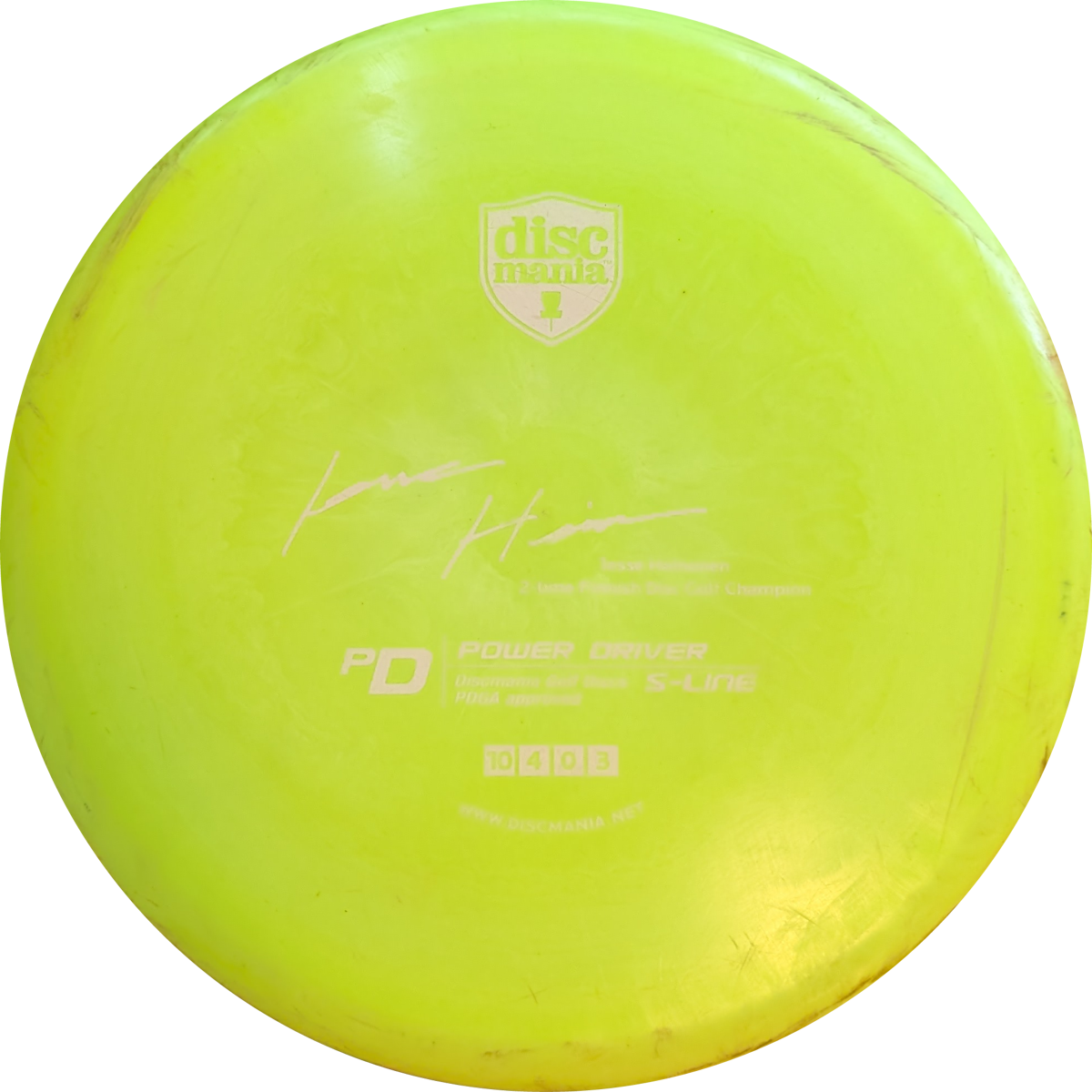 Discmania PD (Jesse Heinonen) (Patent no.) (KJ Nybos Disc)